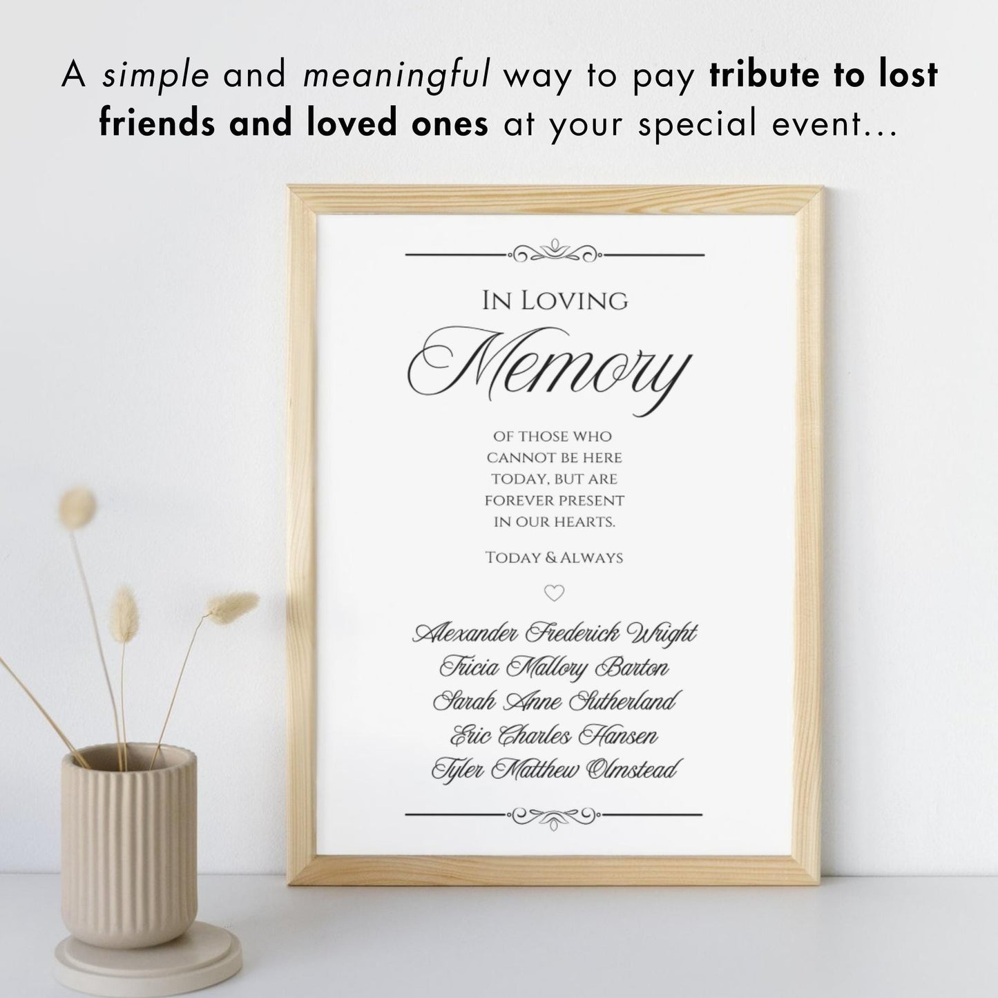 Editable Memorial Table Sign Template for High School Reunion or Wedding, Printable Memory Table Sign, Instant Download