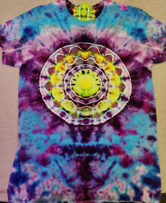 Split Mandala Spine Tie-Dyed T-Shirt, Adult Medium