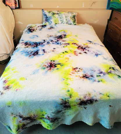 Ice Tie Dye Bedding Set, Twin, Waffle Weave Blanket Only